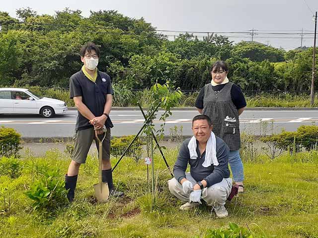 みやじま謙の霞ヶ浦庁舎に桜植樹した時の写真、茨城県かすみがうら市の市長選挙に立候補を表明しました。